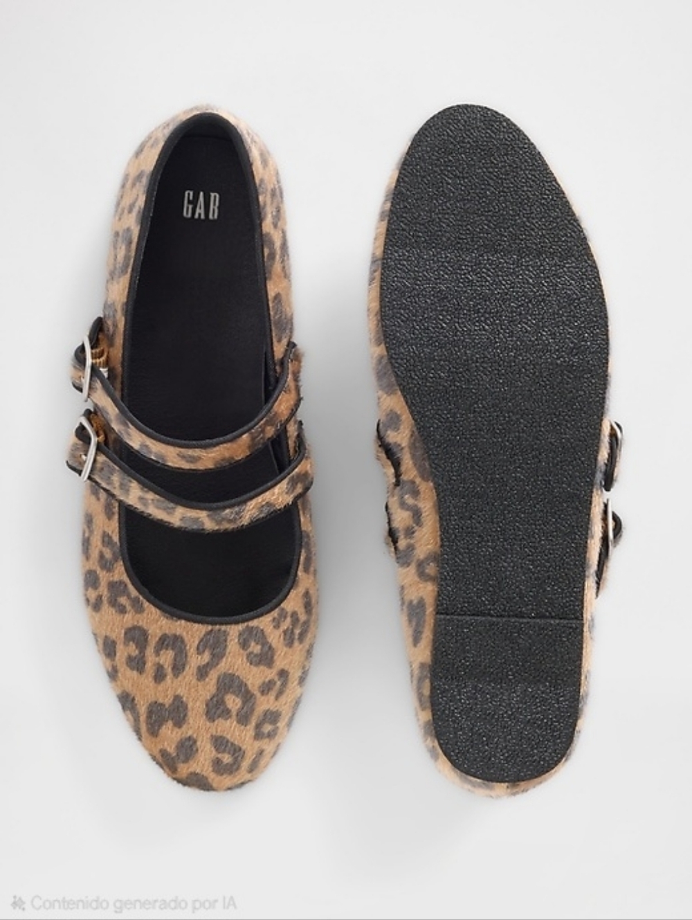 GAP Leopard-Print Double Strap Flats in Brown